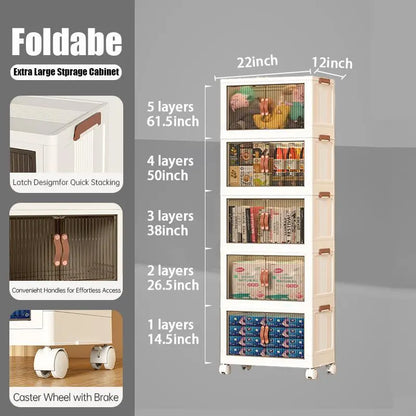 No More Clutter! Foldable Storage Box 40/64/128Qt | Stackable Organizer with Lid & Wheels for Home/Garage