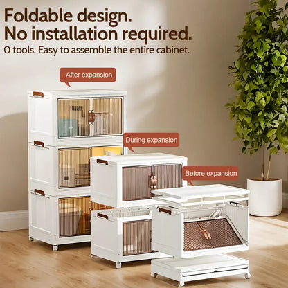 No More Clutter! Foldable Storage Box 40/64/128Qt | Stackable Organizer with Lid & Wheels for Home/Garage