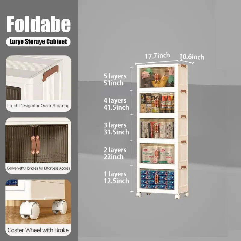 No More Clutter! Foldable Storage Box 40/64/128Qt | Stackable Organizer with Lid & Wheels for Home/Garage