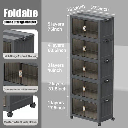 No More Clutter! Foldable Storage Box 40/64/128Qt | Stackable Organizer with Lid & Wheels for Home/Garage