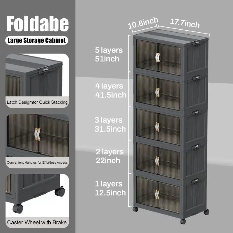 No More Clutter! Foldable Storage Box 40/64/128Qt | Stackable Organizer with Lid & Wheels for Home/Garage