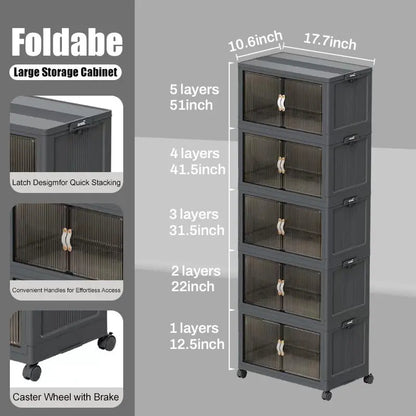 No More Clutter! Foldable Storage Box 40/64/128Qt | Stackable Organizer with Lid & Wheels for Home/Garage